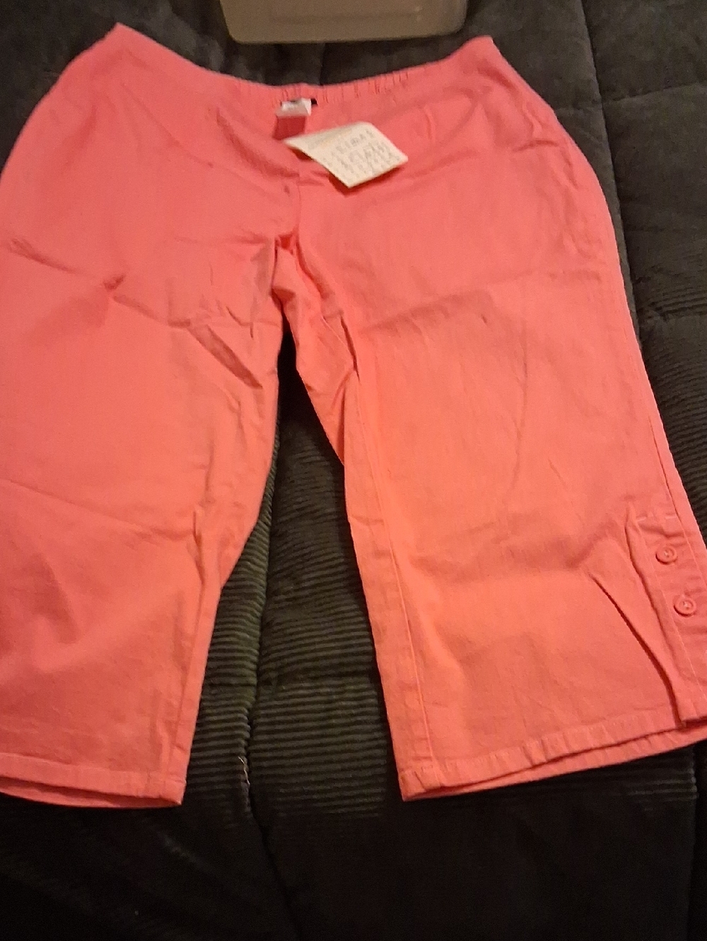 Denim&Co Coral Pink Capris with Side Button Tab